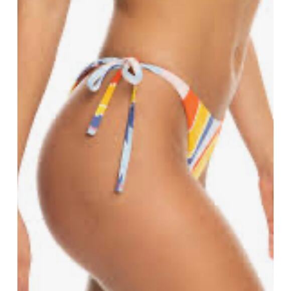Roxy Cheeky High Leg Tie Side Bikini Bottom Palm Cruz XL NWT - Picture 3 of 5